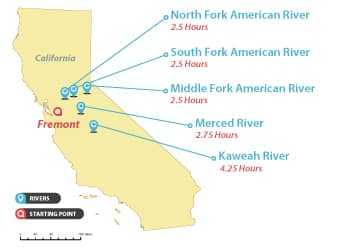 Whitewater River Rafting Trips Near Fremont, California